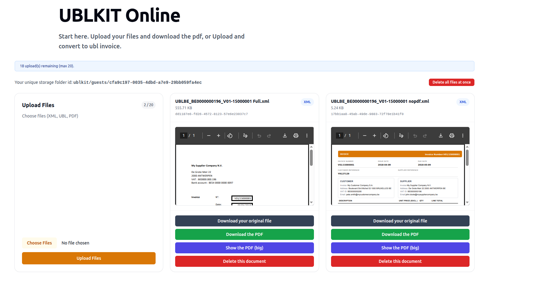 Screenshot of the online converter upload and result layout